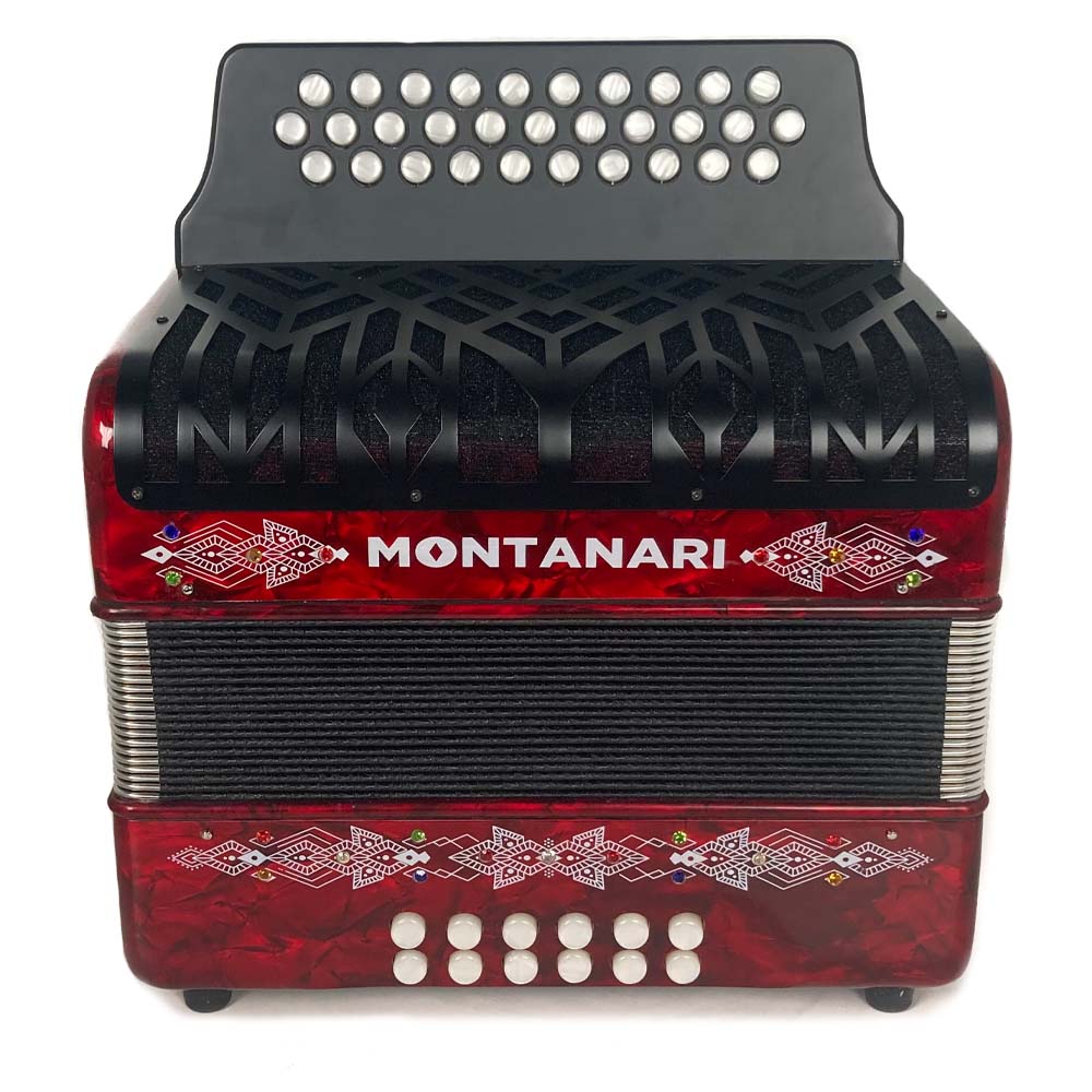 Montanari Vallenato Accordion No Switch GCF Red-accordion-Montanari- Hermes Music